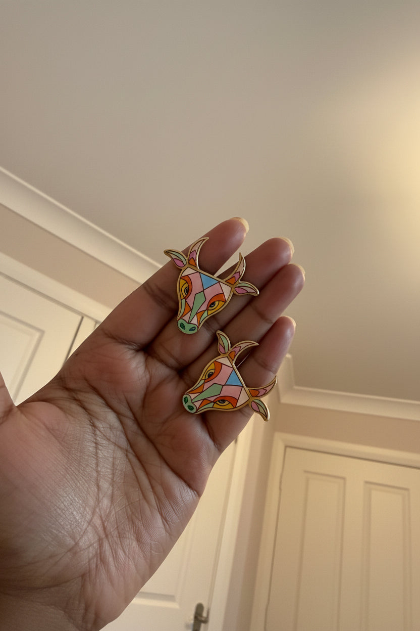 Meenakari Nandi Stud Earrings