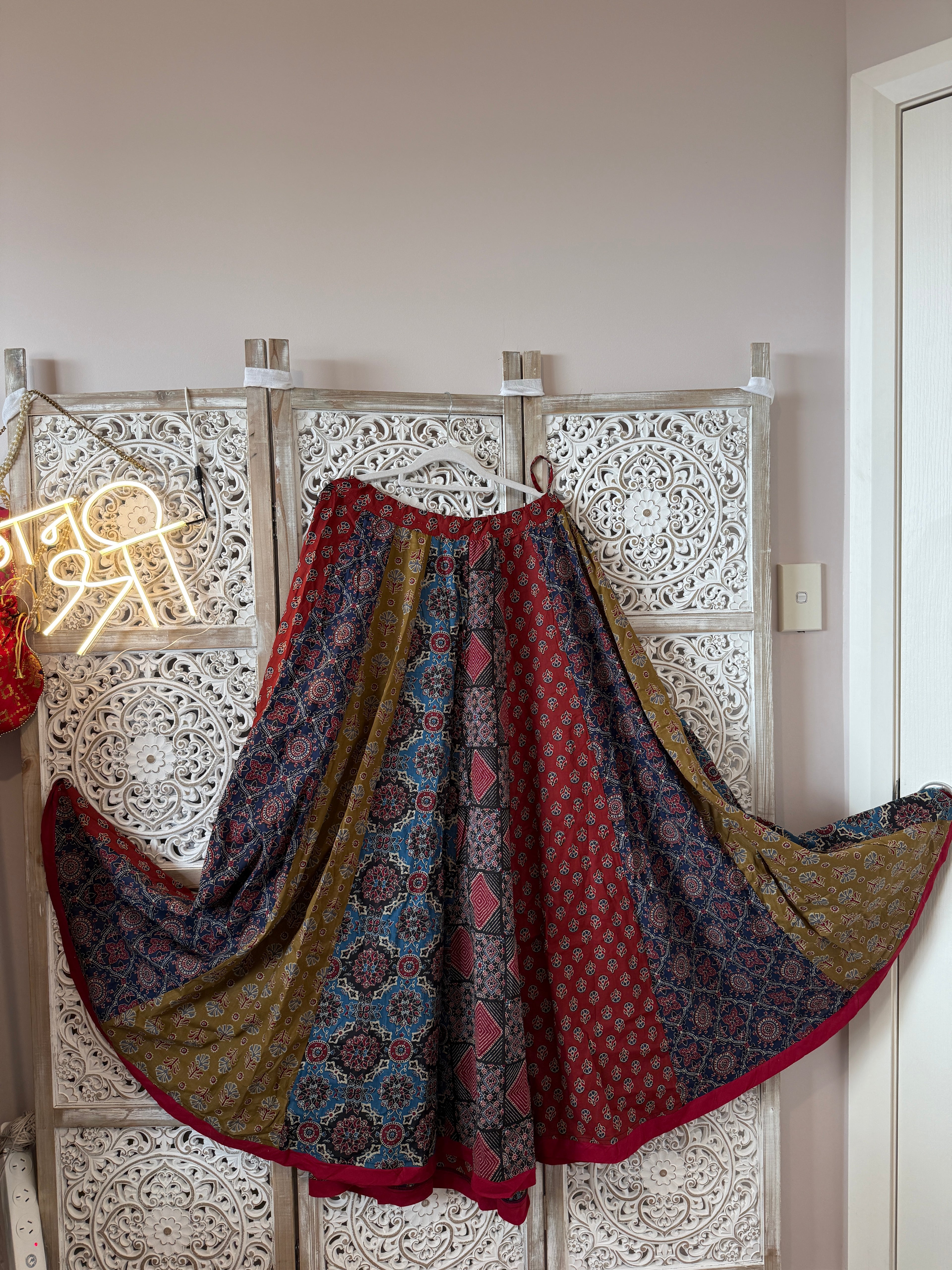 20 Kali Ajrakh Inspired Cotton Flared Skirt