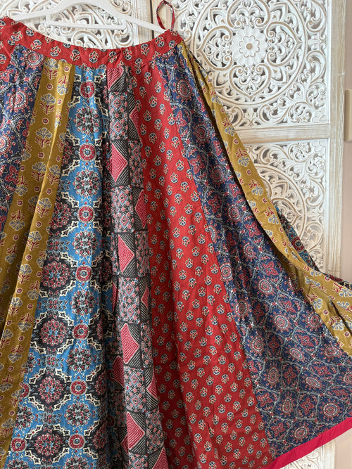 20 Kali Ajrakh Inspired Cotton Flared Skirt