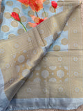 Pure Digital Print Banarasi Dupatta- Powder Blue