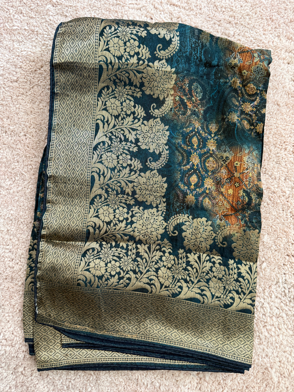 Pure Dolla Silk Banarsi Dupatta- Blue