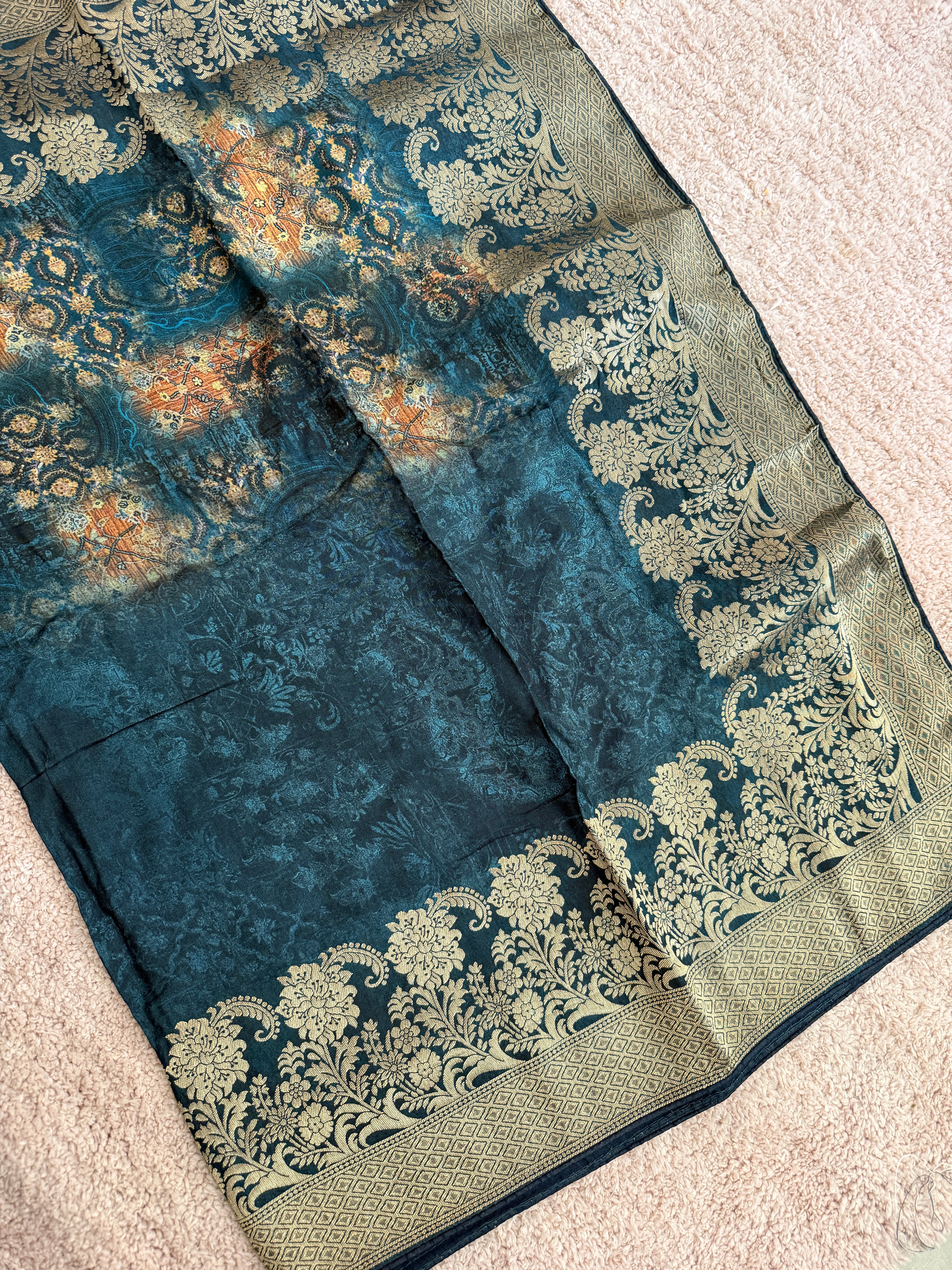 Pure Dolla Silk Banarsi Dupatta- Blue