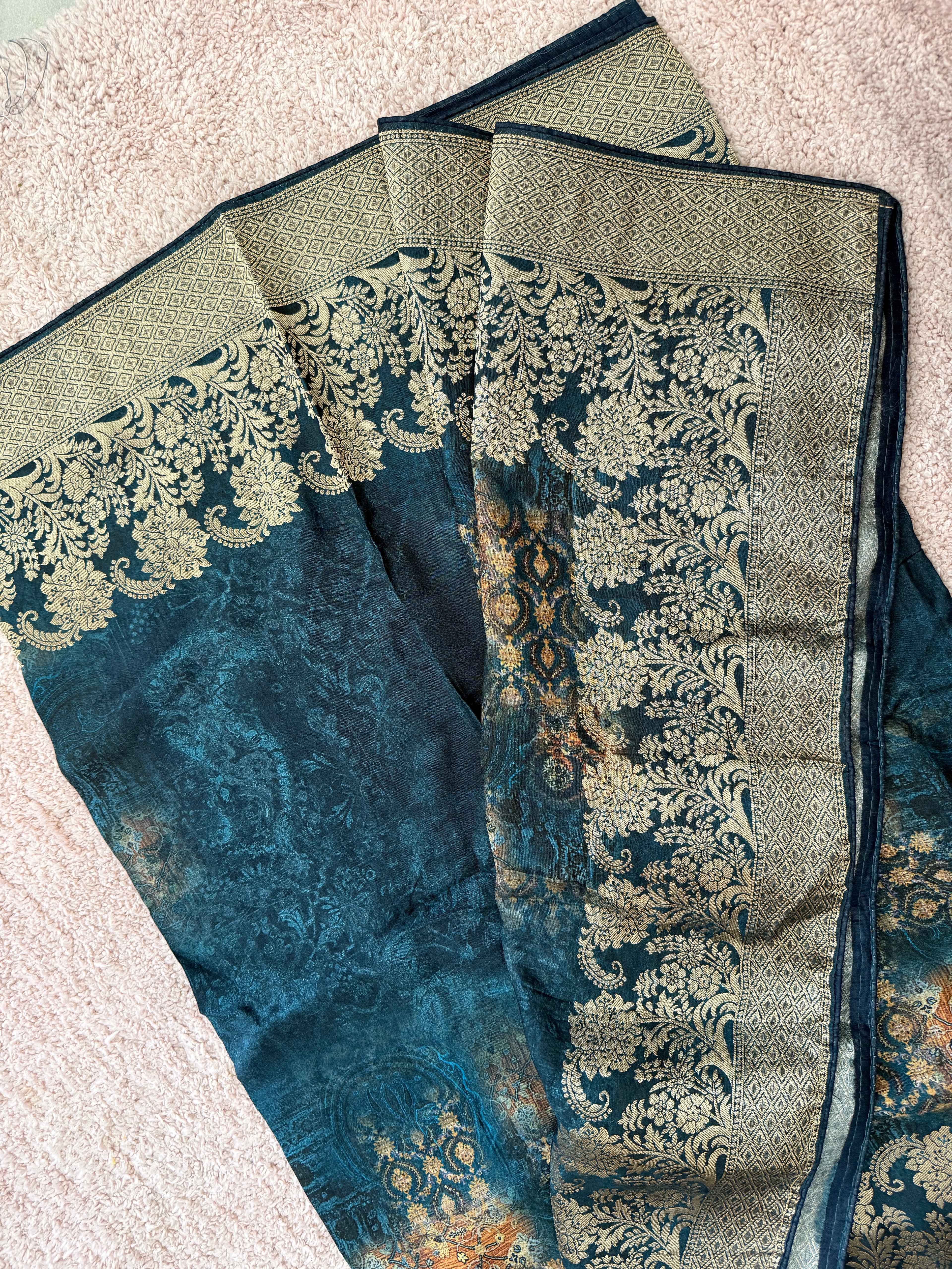 Pure Dolla Silk Banarsi Dupatta- Blue