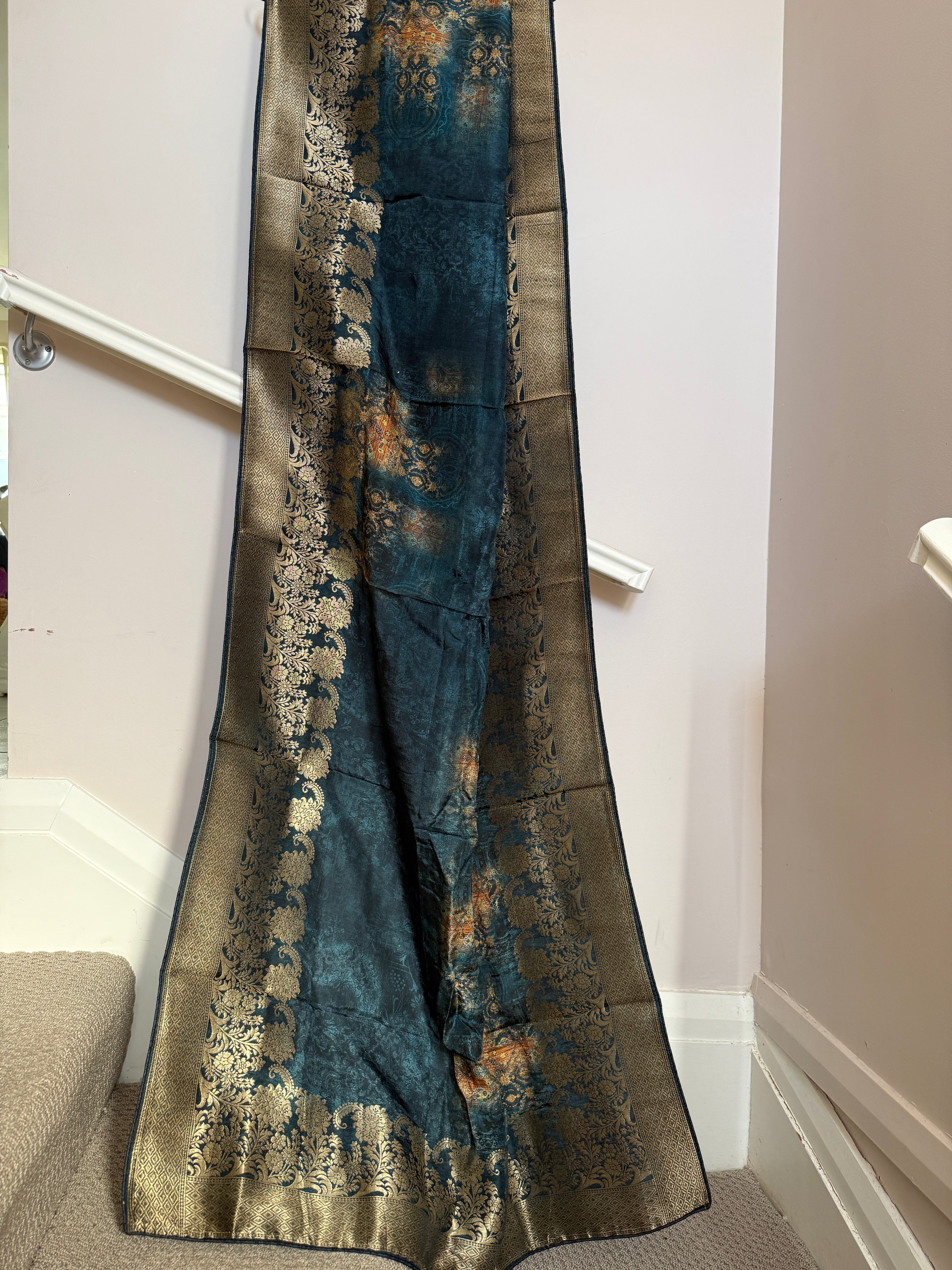 Pure Dolla Silk Banarsi Dupatta- Blue