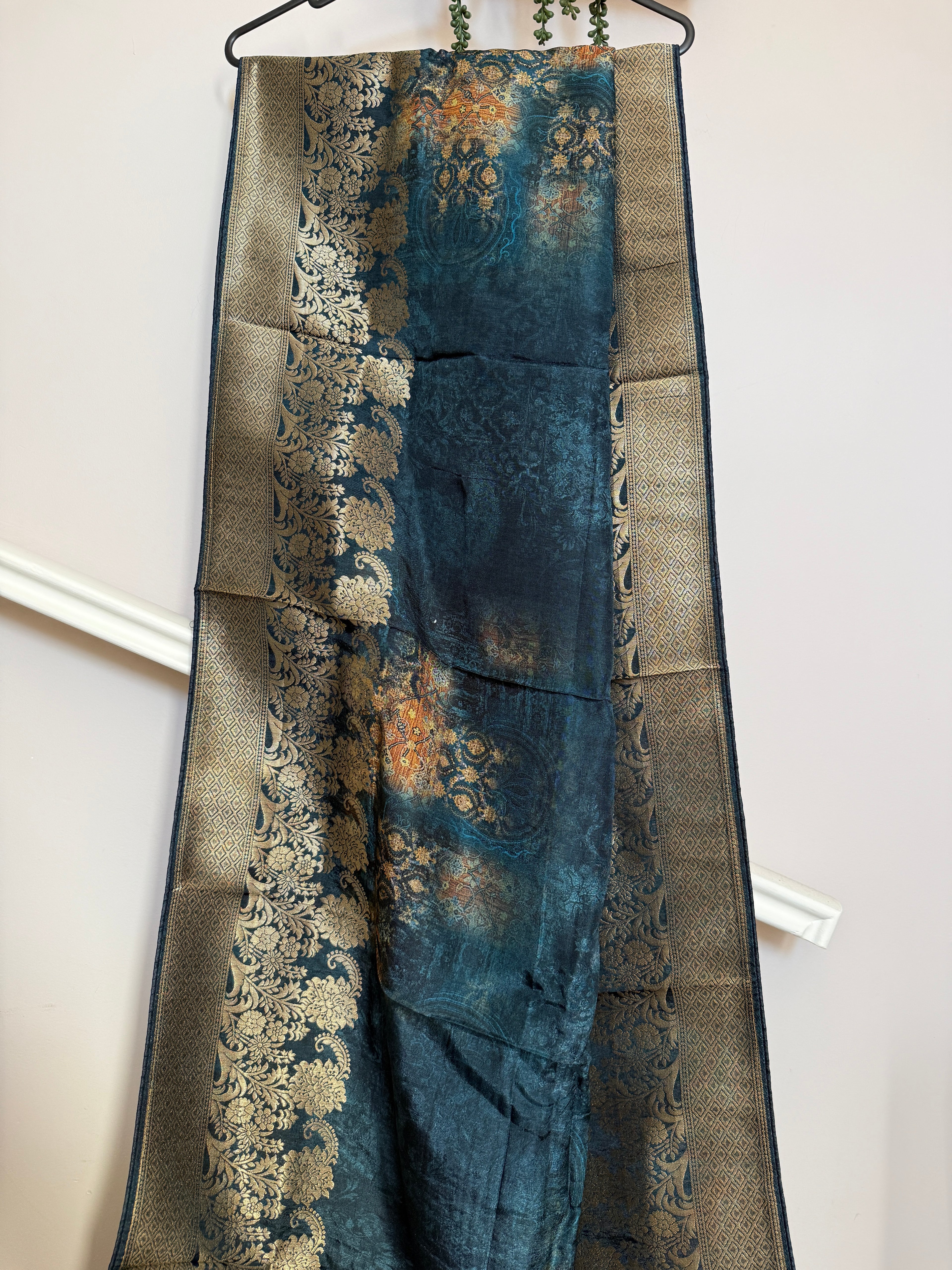 Pure Dolla Silk Banarsi Dupatta- Blue