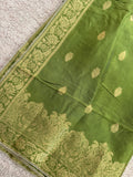 Pure Banarasi Silk Woven Dupatta – Olive Green with Gold Zari Border