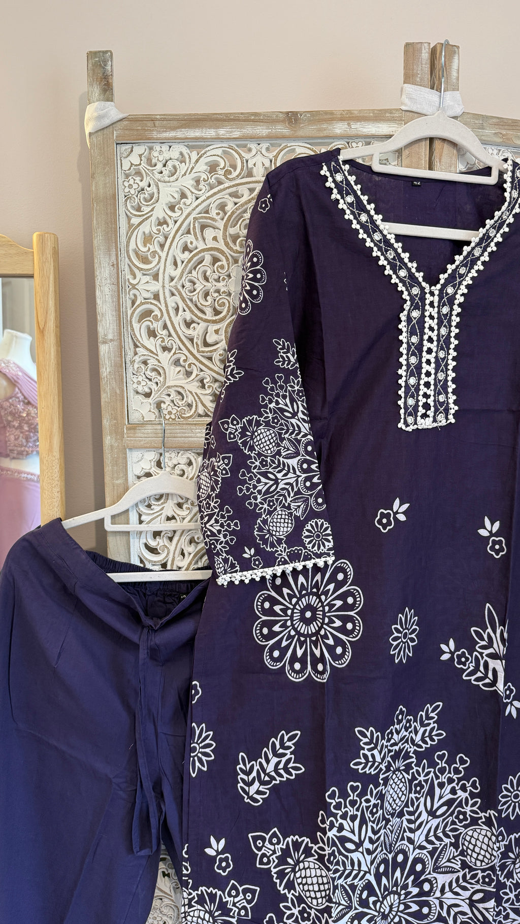 Neel  Bahar — Deep Indigo Block Print Cotton Kurta Set