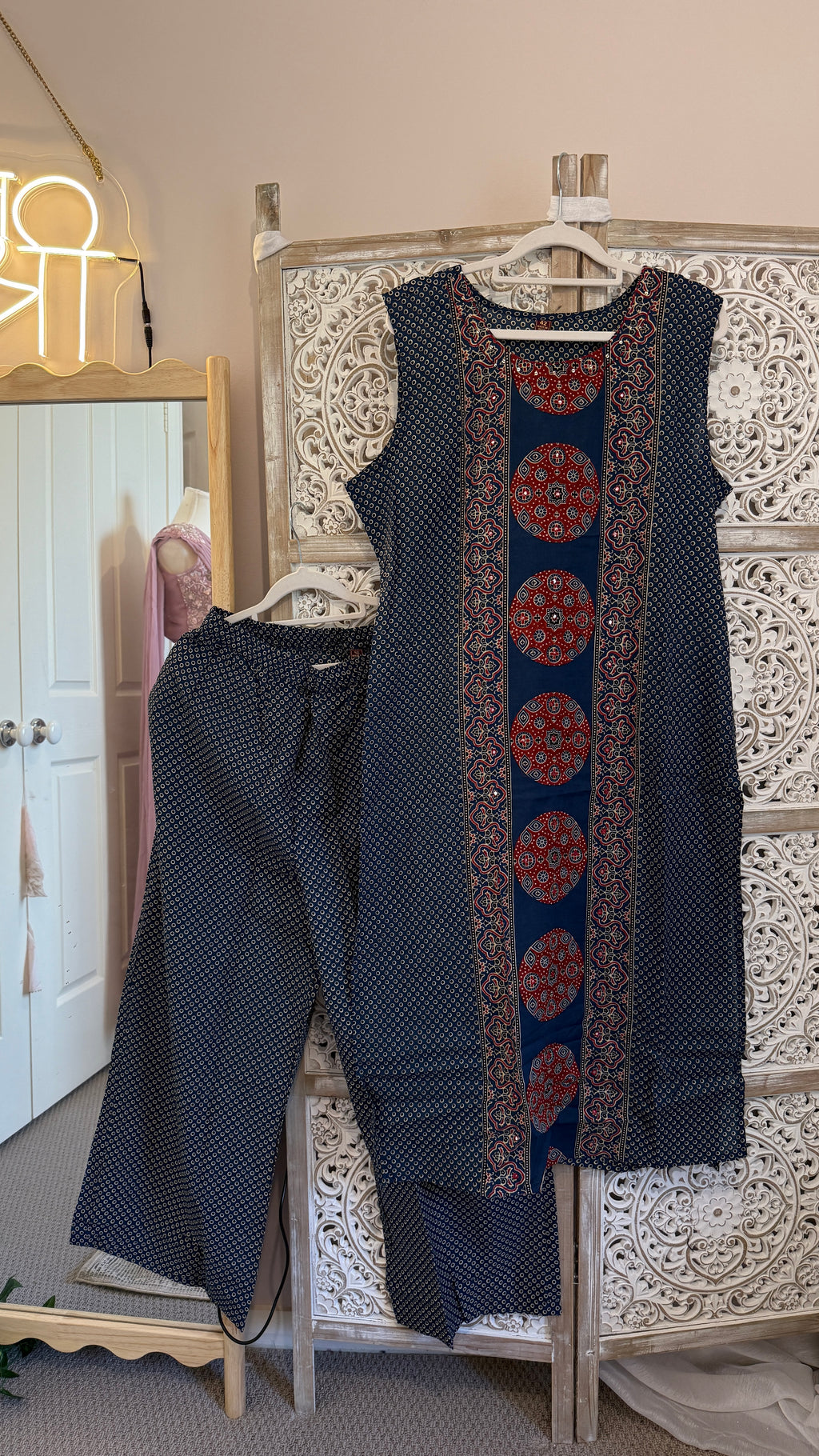 Nilgiri — Navy Ajrakh Block Print Cotton Kurta Set