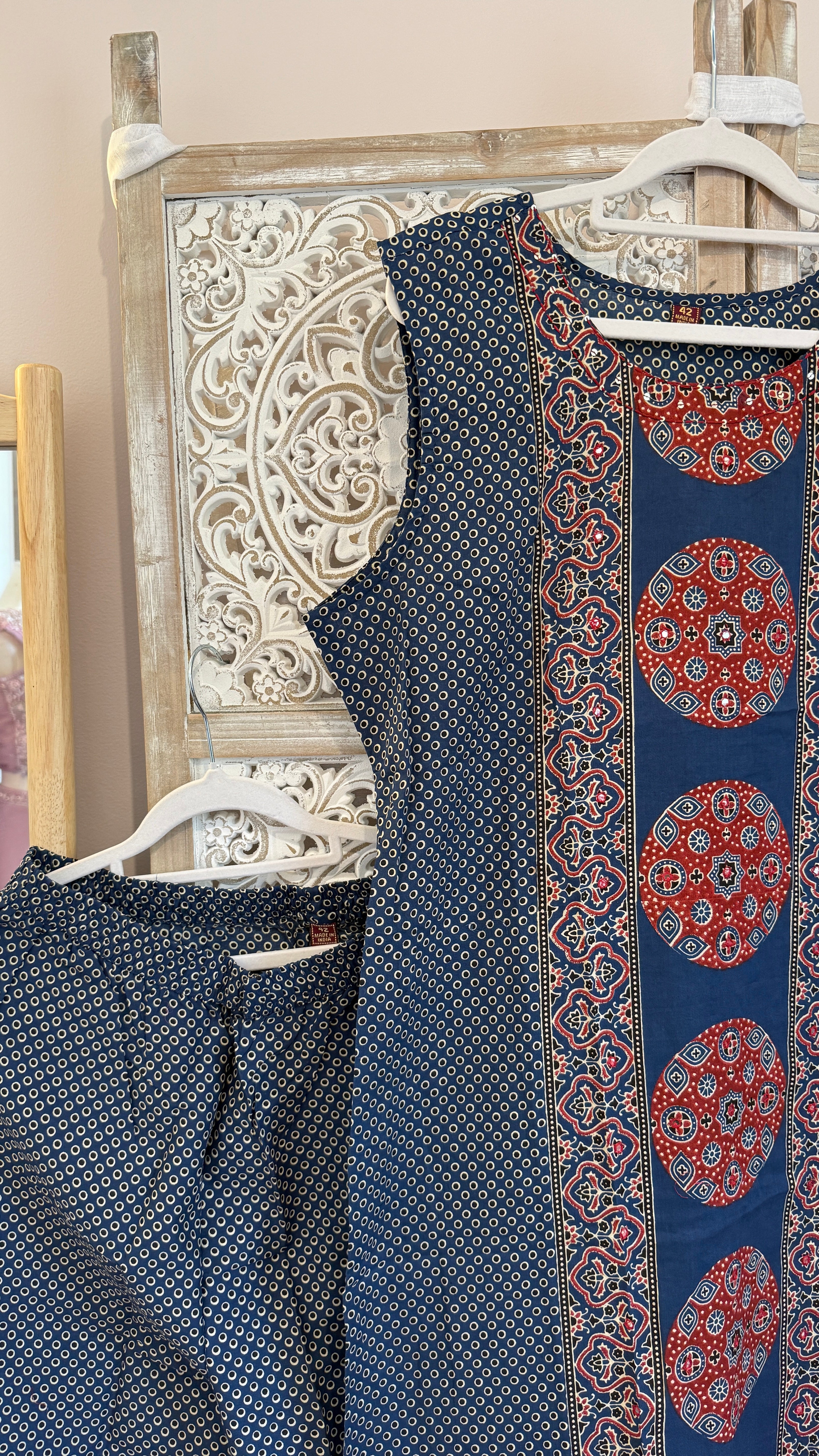 Nilgiri — Navy Ajrakh Block Print Cotton Kurta Set