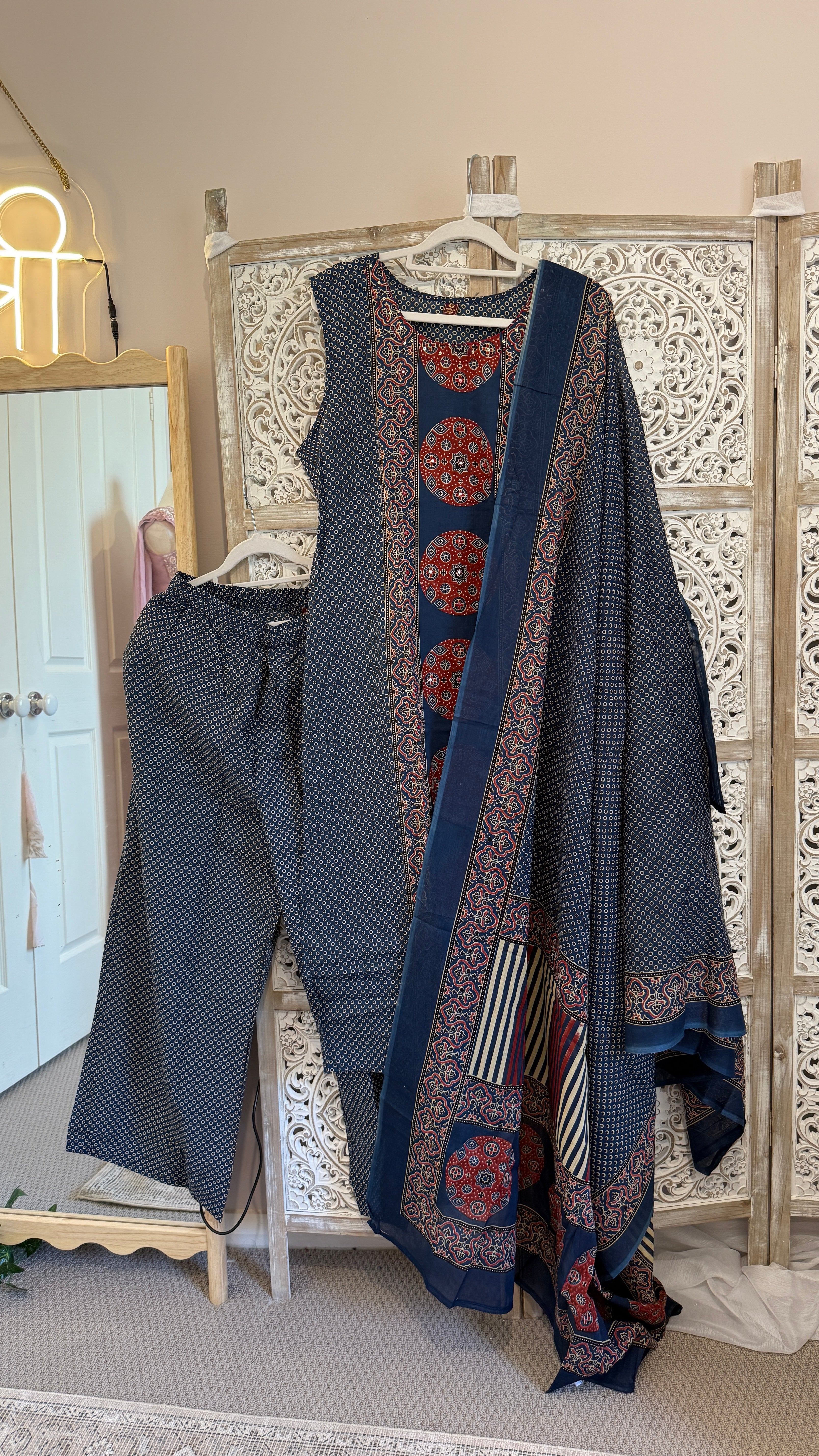 Nilgiri — Navy Ajrakh Block Print Cotton Kurta Set