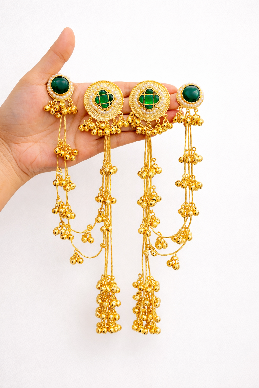 Meher Jaal — Emerald Kundan Sahara Statement Earrings