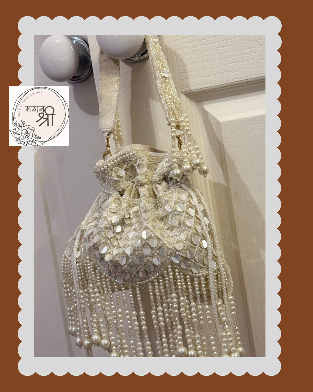 Pearl and Sequin Hand-Embroidered Potli Bag