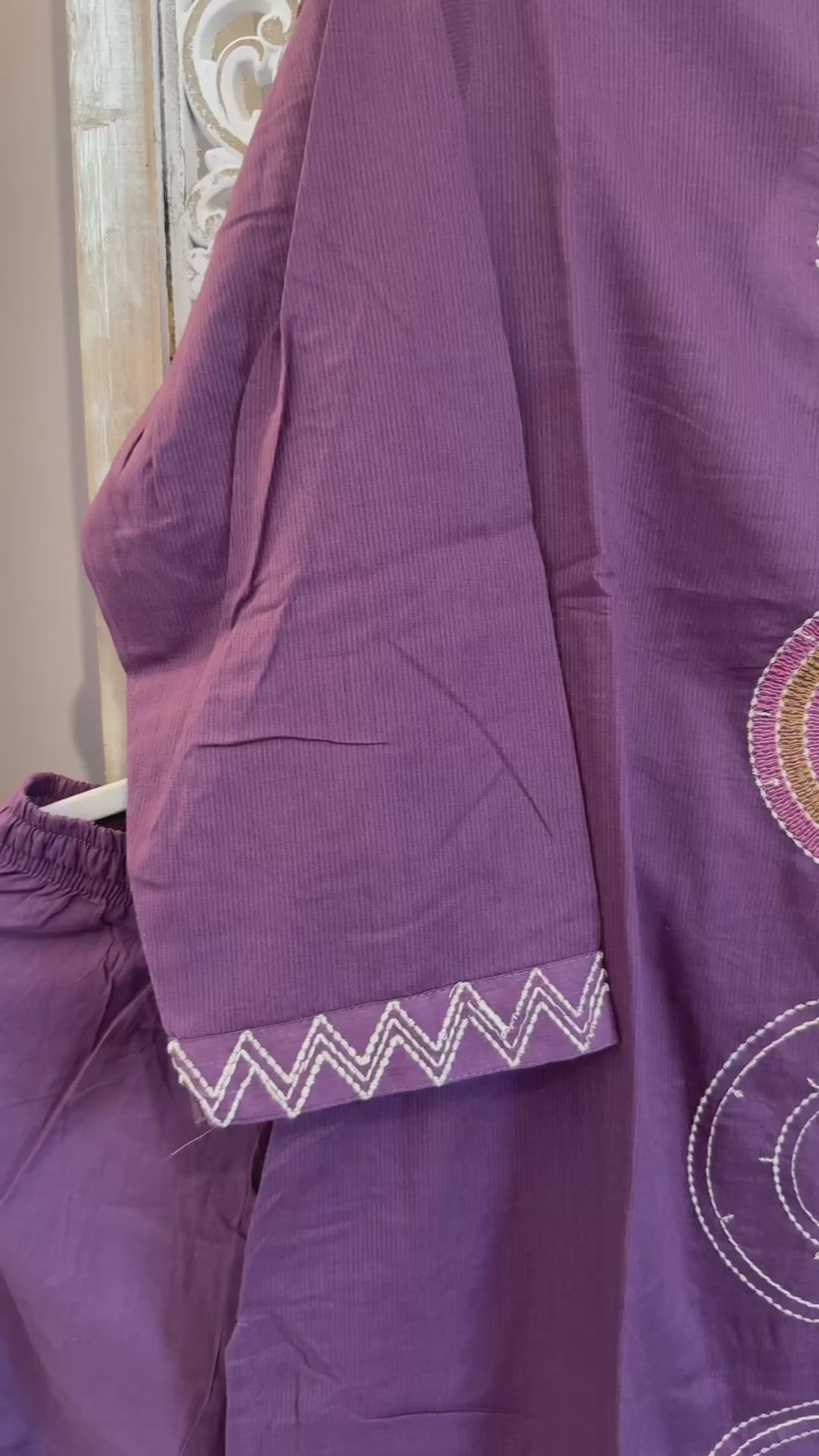 Kashish — Deep Mauve Geometric Cotton Kurta Set