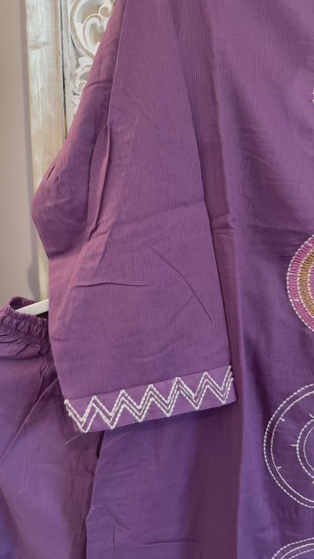 Kashish — Deep Mauve Geometric Cotton Kurta Set